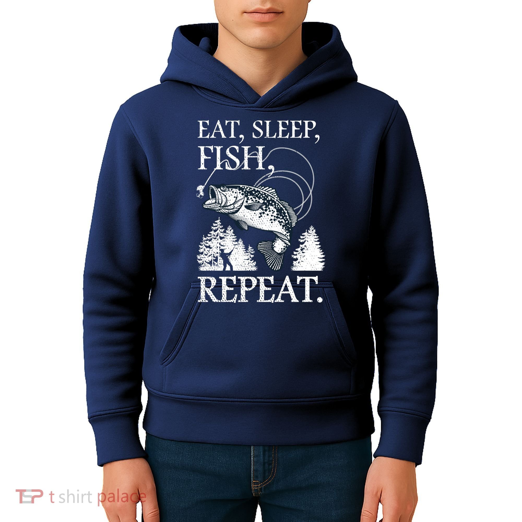 Eat Sleep Fish Repeat Kids Hoodie