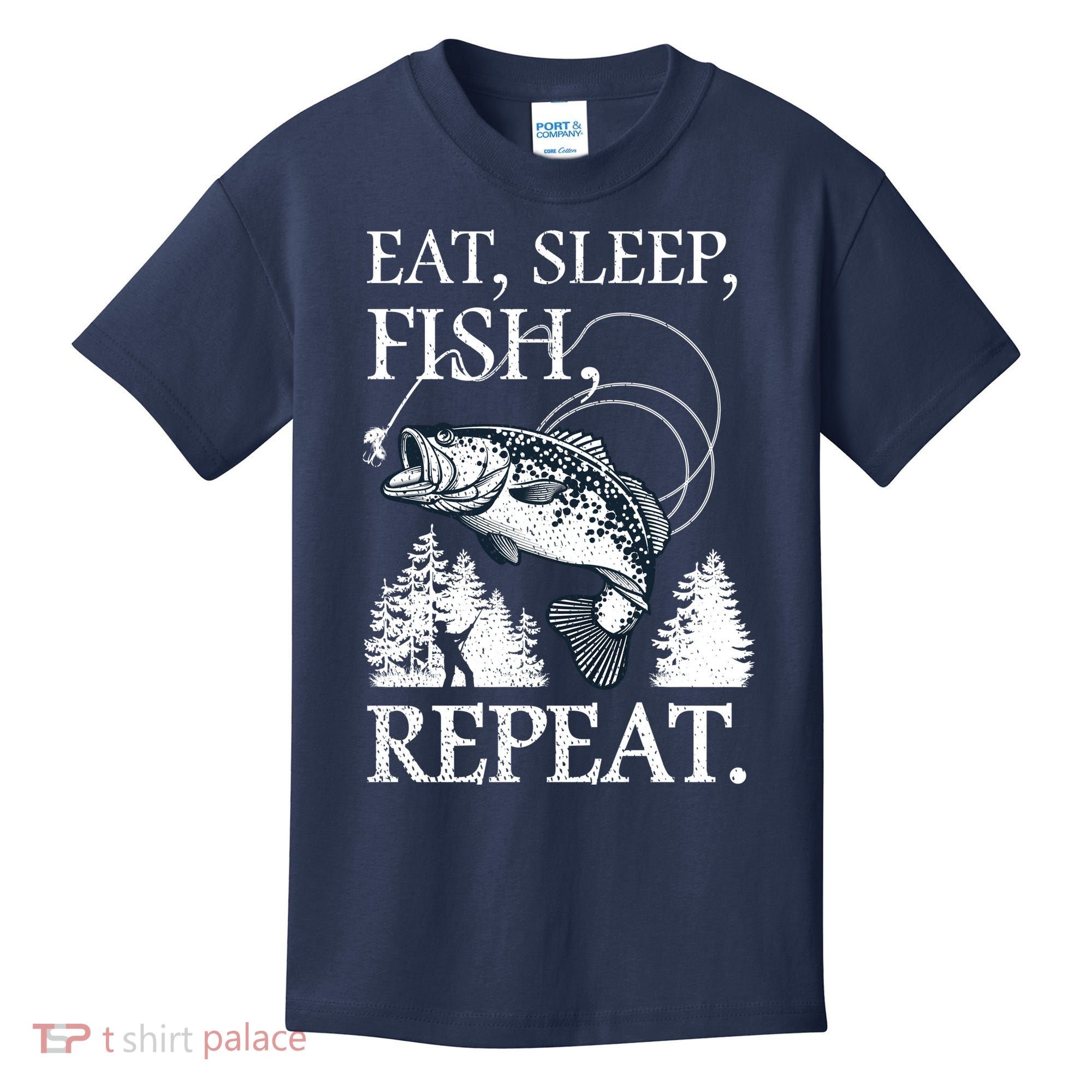 Eat Sleep Fish Repeat Kids T-Shirt