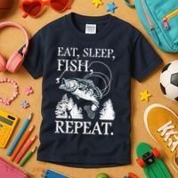Eat Sleep Fish Repeat Kids T-Shirt thumb 3