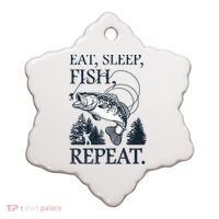 Eat Sleep Fish Repeat Ceramic Ornament thumb 0