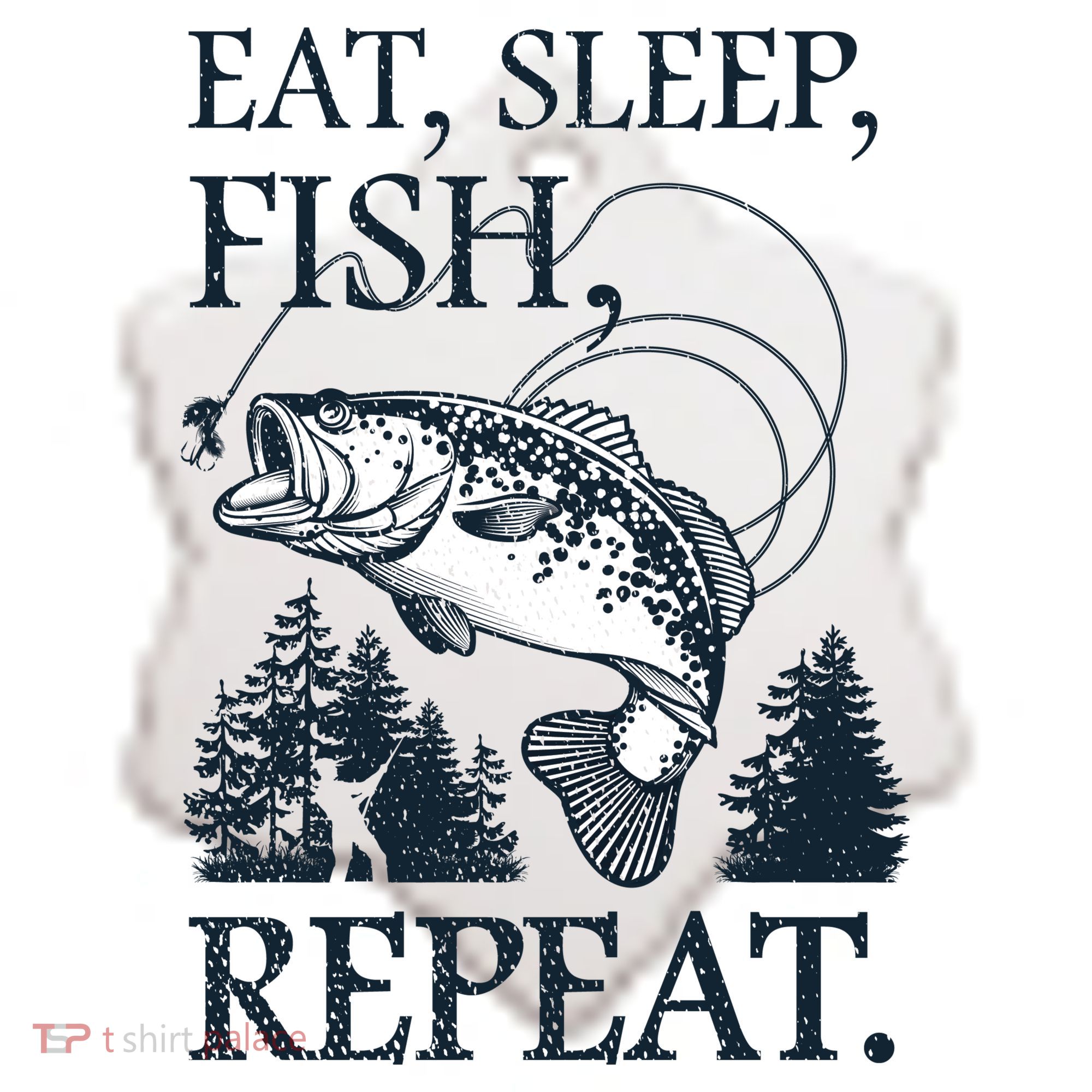 Eat Sleep Fish Repeat Ceramic Ornament