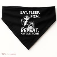 Eat Sleep Fish Repeat Any Questions USA-Made Doggie Bandana thumb 0