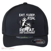 Eat Sleep Fish Repeat Any Questions Flexfit Unipanel Trucker Cap thumb 0