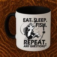 Eat Sleep Fish Repeat Any Questions Coffee Mug thumb 2