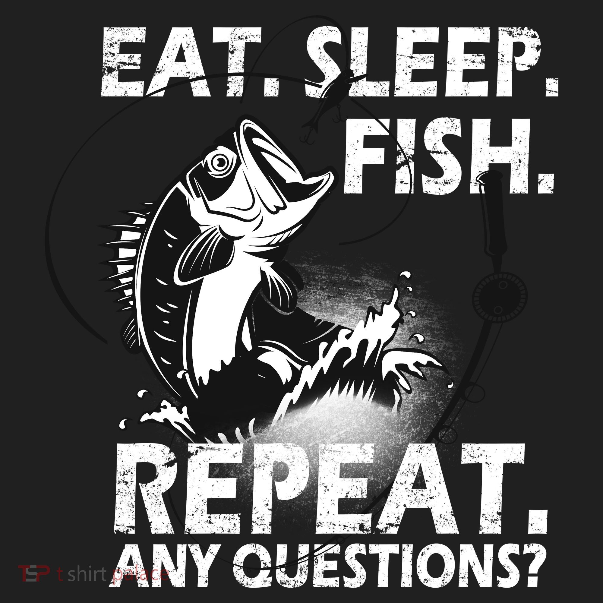 Eat Sleep Fish Repeat Any Questions Golf Towel