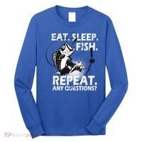Eat Sleep Fish Repeat Any Questions Long Sleeve Shirt thumb 0