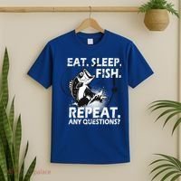 Eat Sleep Fish Repeat Any Questions T-Shirt thumb 2