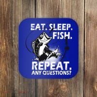 Eat Sleep Fish Repeat Any Questions Coaster thumb 0