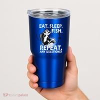 Eat Sleep Fish Repeat Any Questions Tumbler thumb 2