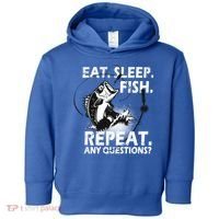 Eat Sleep Fish Repeat Any Questions Toddler Hoodie thumb 0