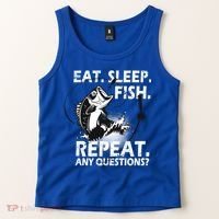 Eat Sleep Fish Repeat Any Questions Tank Top thumb 2