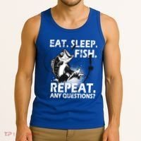 Eat Sleep Fish Repeat Any Questions Tank Top thumb 3