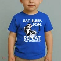 Eat Sleep Fish Repeat Any Questions Toddler T-Shirt thumb 2