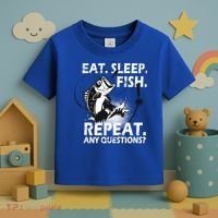 Eat Sleep Fish Repeat Any Questions Toddler T-Shirt thumb 3