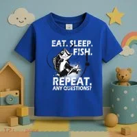 Eat Sleep Fish Repeat Any Questions Toddler T-Shirt thumb 3