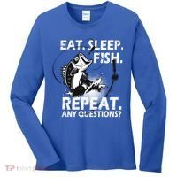 Eat Sleep Fish Repeat Any Questions Women's Long Sleeve Shirt thumb 0