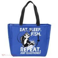 Eat Sleep Fish Repeat Any Questions Tote Bag thumb 0