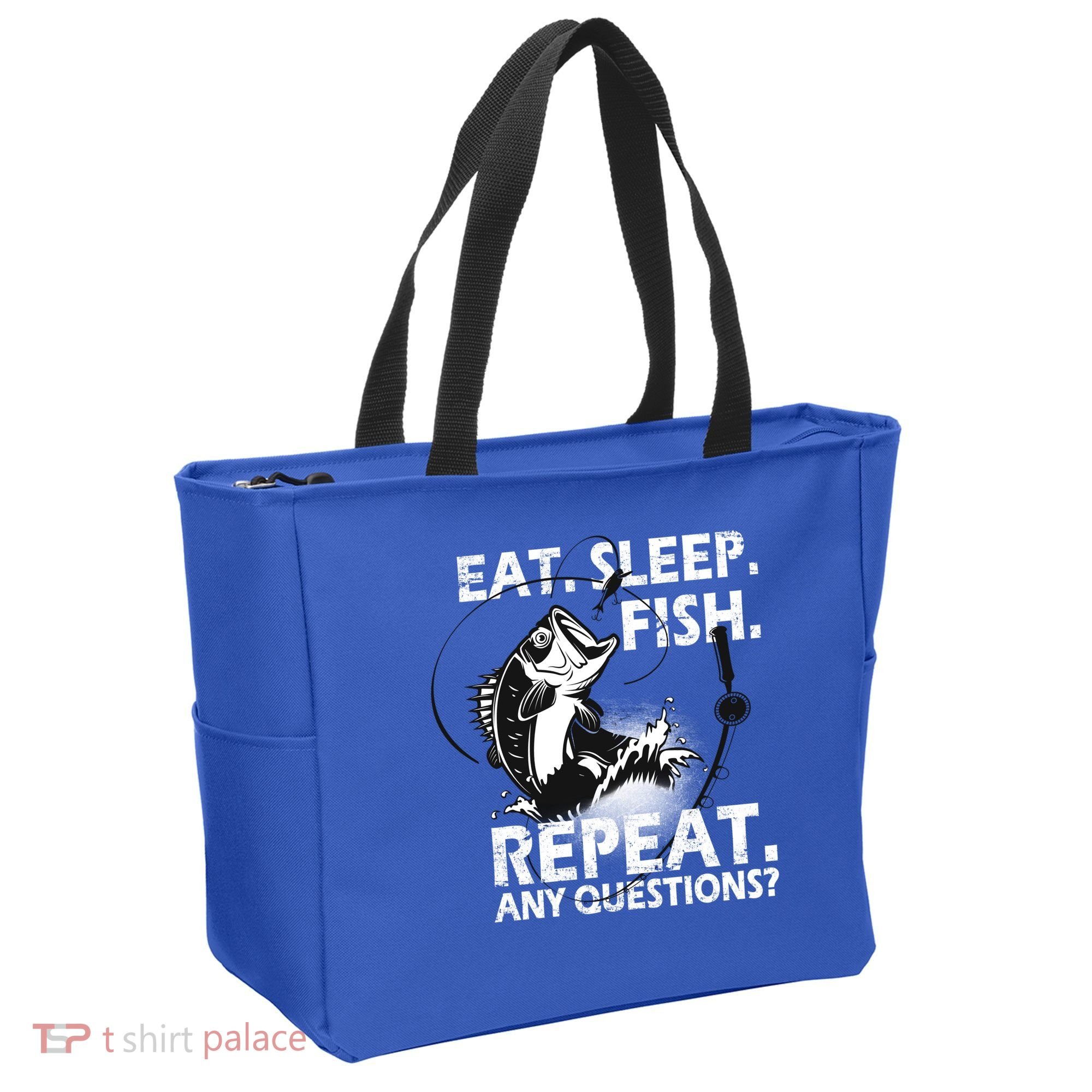Eat Sleep Fish Repeat Any Questions Tote Bag