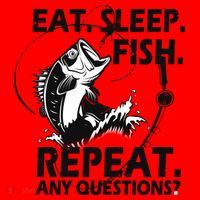 Eat Sleep Fish Repeat Any Questions Santa Hat thumb 1