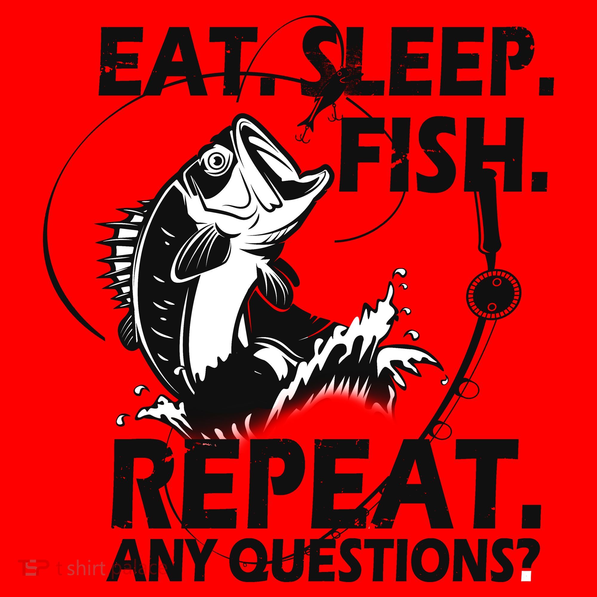 Eat Sleep Fish Repeat Any Questions Santa Hat