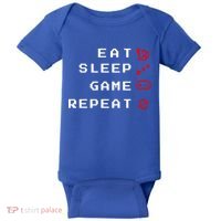 Eat Sleep Game Repeat Baby Bodysuit thumb 0
