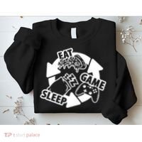 Eat Sleep Game Repeat Funny Gamer Sweatshirt thumb 2