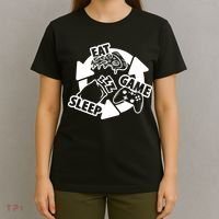 Eat Sleep Game Repeat Funny Gamer T-Shirt thumb 4