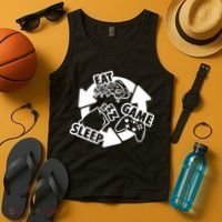 Eat Sleep Game Repeat Funny Gamer Tank Top thumb 4