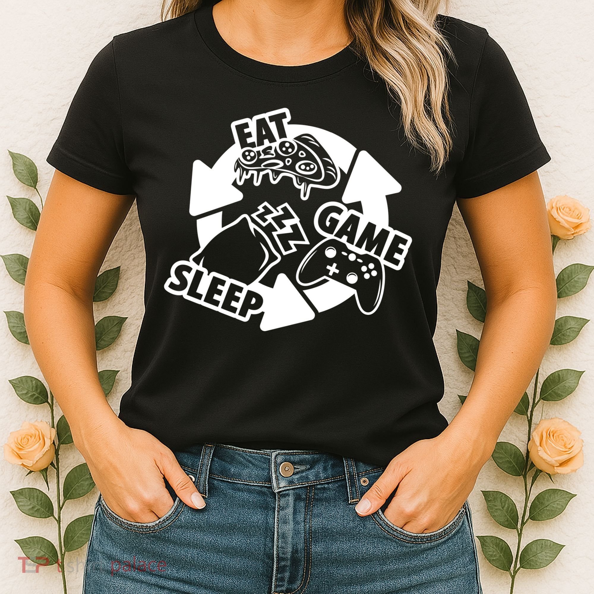 Eat Sleep Game Repeat Funny Gamer Women's T-Shirt