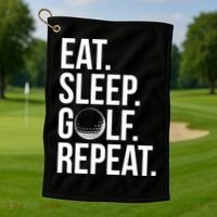 Eat Sleep Golf Repeat Golf Towel thumb 1