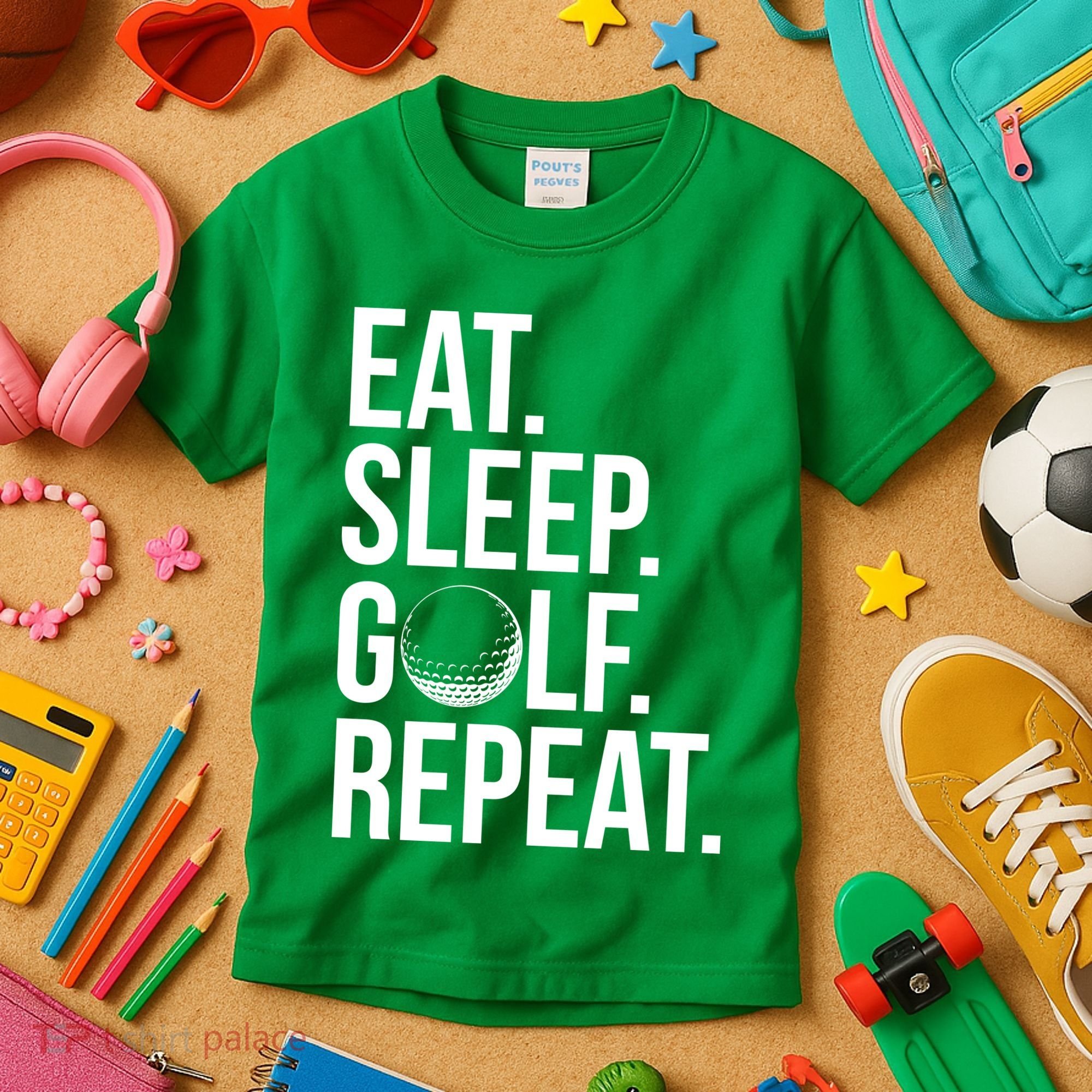 Eat Sleep Golf Repeat Kids T-Shirt