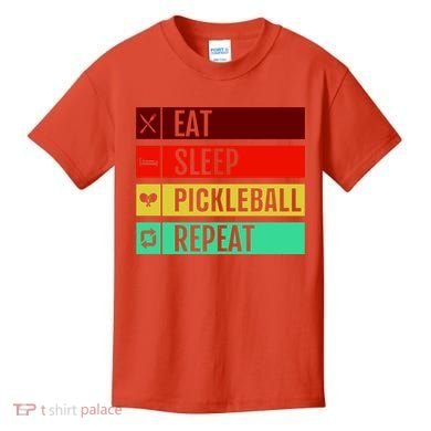 Eat Sleep Pickleball Repeat Kids T-Shirt