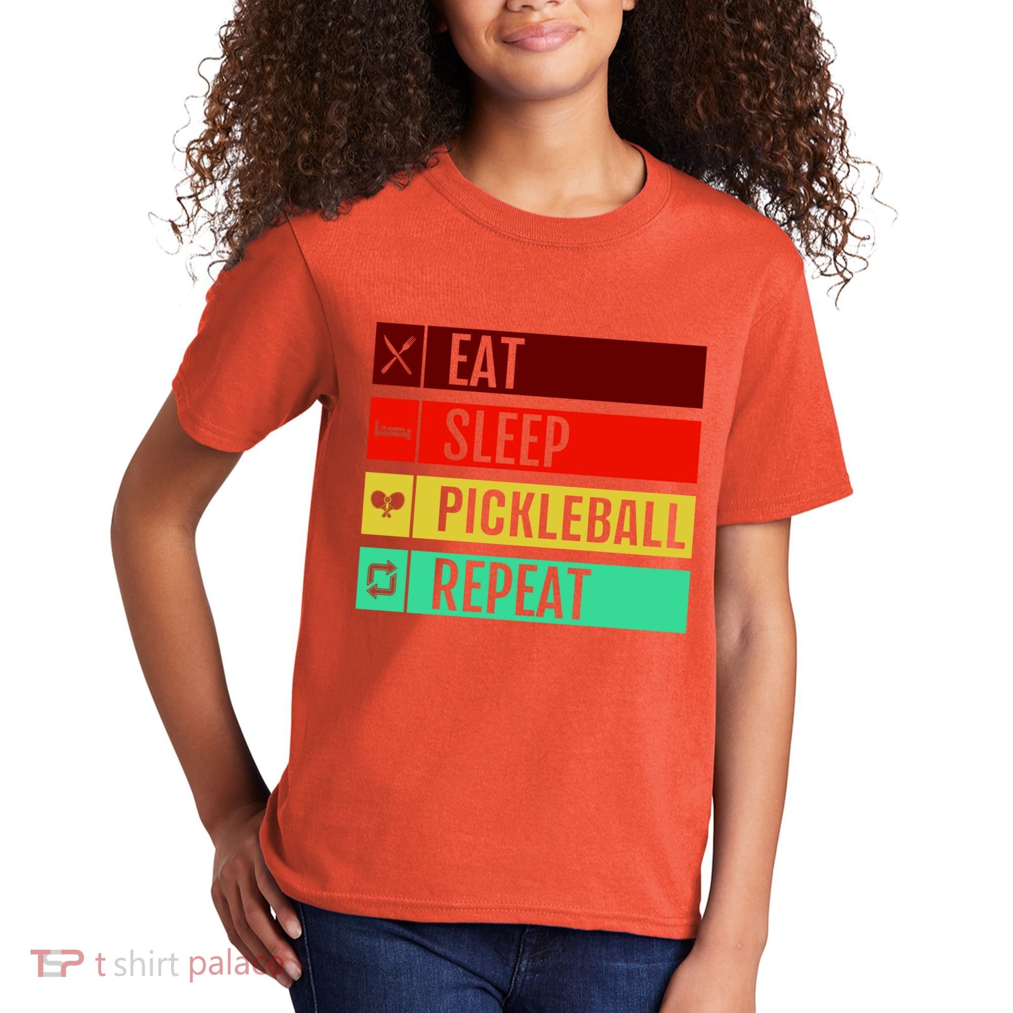 Eat Sleep Pickleball Repeat Kids T-Shirt
