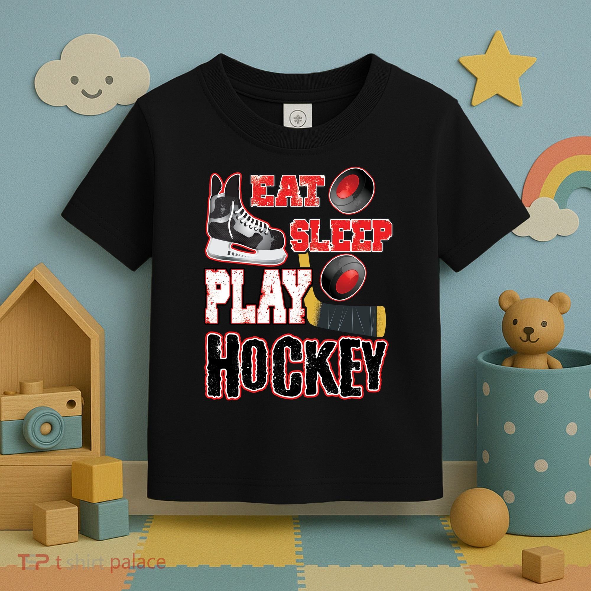 Eat Sleep Play Hockey Toddler T-Shirt