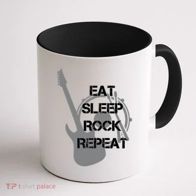 Eat Sleep Rock Repeat Coffee Mug back