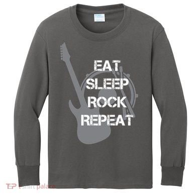 Eat Sleep Rock Repeat Kids Long Sleeve Shirt