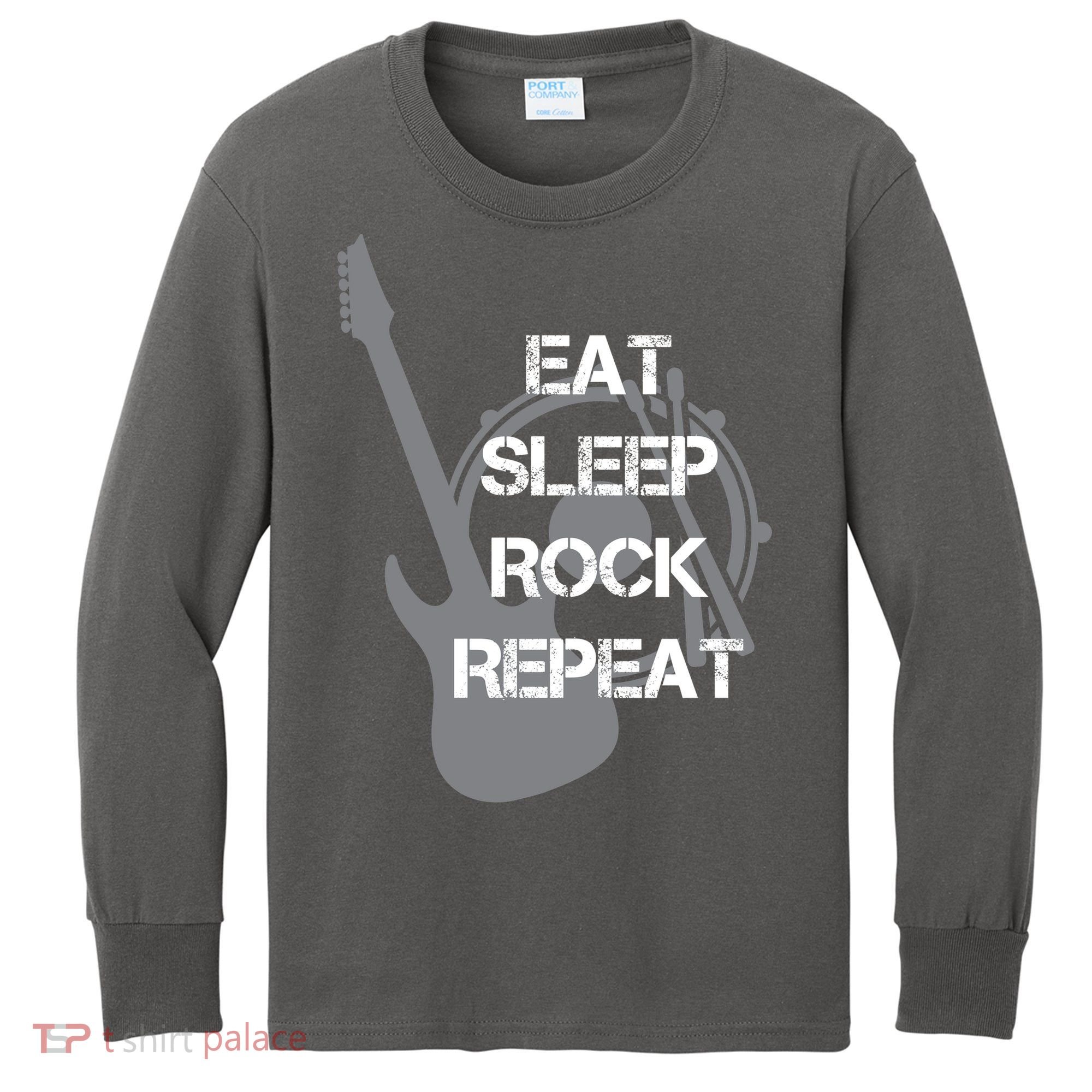Eat Sleep Rock Repeat Kids Long Sleeve Shirt