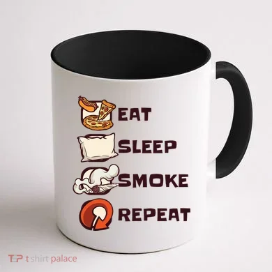 Eat Sleep Smoke Repeat Coffee Mug back