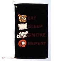 Eat Sleep Smoke Repeat Golf Towel thumb 0