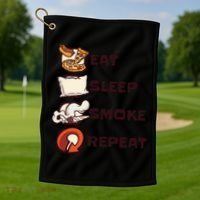 Eat Sleep Smoke Repeat Golf Towel thumb 1