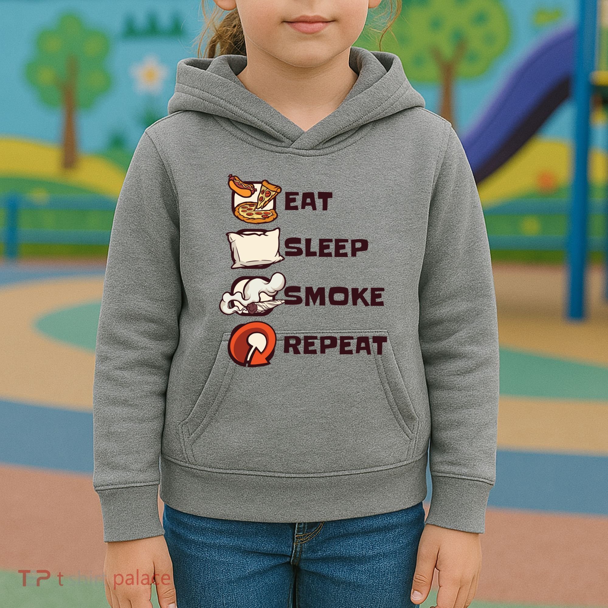 Eat Sleep Smoke Repeat Kids Hoodie