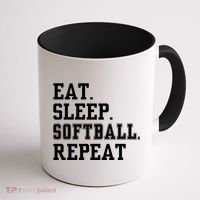 Eat Sleep Softball Repeat Coffee Mug thumb 1