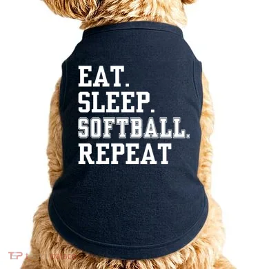 Eat Sleep Softball Repeat Doggie Tank