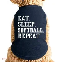 Eat Sleep Softball Repeat Doggie Tank thumb 0