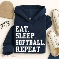 Eat Sleep Softball Repeat Hoodie thumb 4