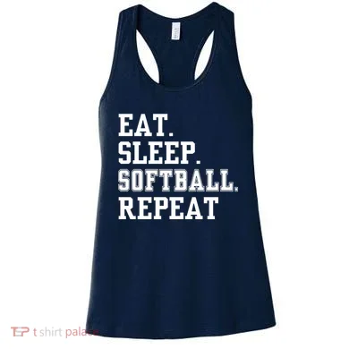 Eat Sleep Softball Repeat Women's Tank Top
