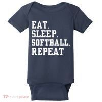 Eat Sleep Softball Repeat Baby Bodysuit thumb 0