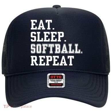 Eat Sleep Softball Repeat Hat