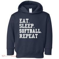 Eat Sleep Softball Repeat Toddler Hoodie thumb 0