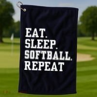 Eat Sleep Softball Repeat Golf Towel thumb 1